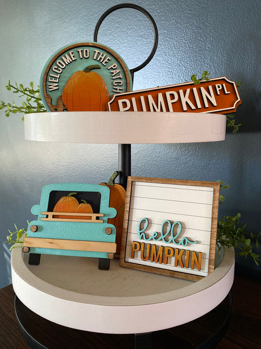 Pumpkin place tier tray set